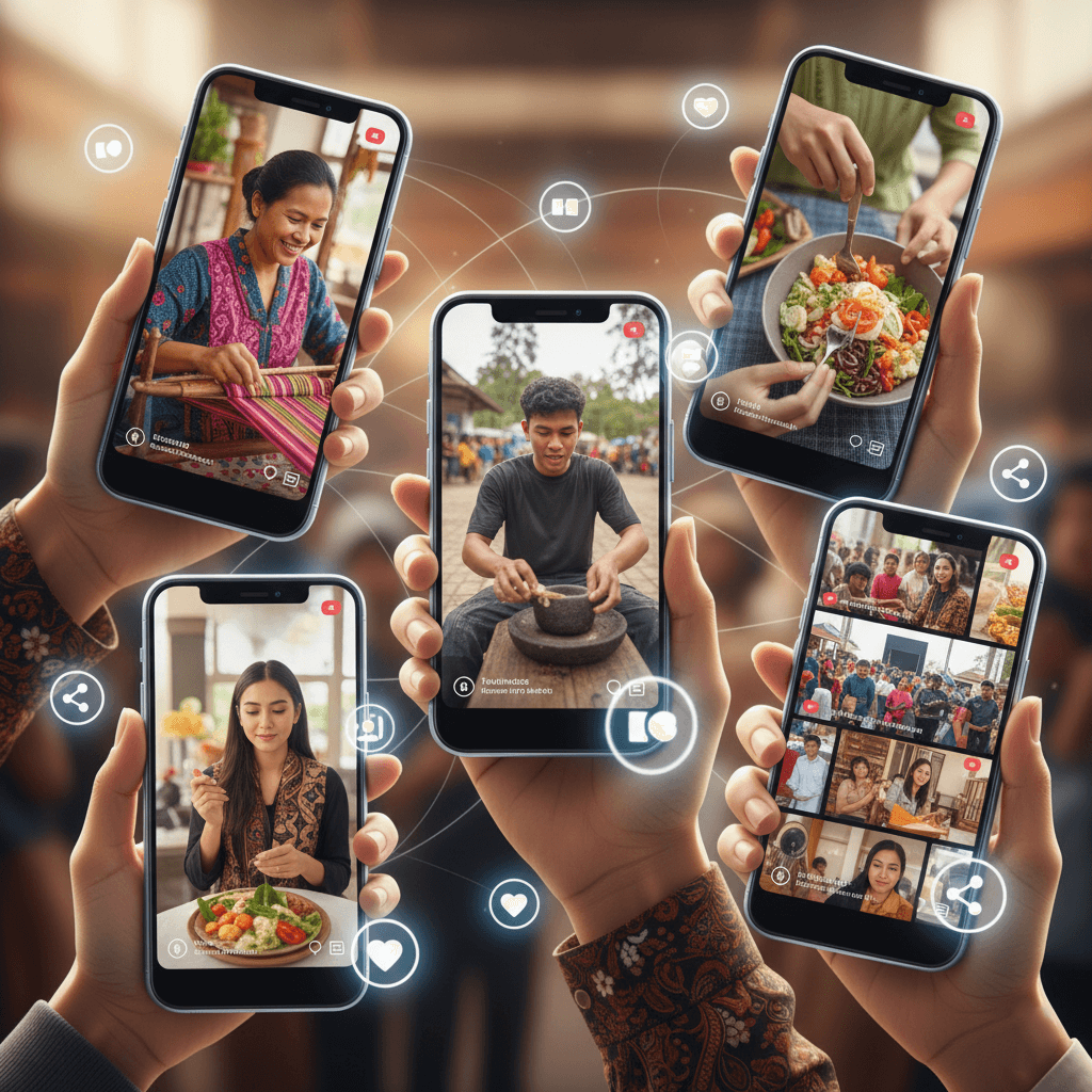 a-collage-of-smartphones-held-by-different-hands-showing-short-video-clips-of-people-cooking-weaving-and-joining-community-activities-with-social-media-icons-like-hearts-comments-and-share-symbols-floating-around-them-representing-digital-connection-and-cultural-sharing
